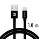 SWISSTEN kabel USB/USB-C, platneni, 3m, crni