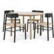 ALSTED O120 sto hrast + 4 ISLEV stolice crna/natur