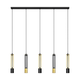LED luster na sajli BARS 5xGU10/4,8W/230V crna/zlatna