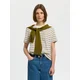 SELECTED Majica SLFESSENTIAL temno rjava / zelena / off-bela
