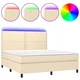 Vidaxl Box spring postelja z vzmetnico LED krem 180x200 cm blago