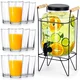 shumee Kozarec za pitje s pipo in stojalom, črn, 4,2 l + 12 kozarcev, 200 ml