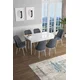 Hanah Home Set Trpezarijski sto i 6 stolica Han, Sivo-beli