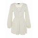 Trendyol Ecru Mini Woven Tied Linen Blend Beach Dress