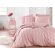 Ružičasta bračna posteljina s plahtom od pamučnog satena Hobby Wafel, 200 x 220 cm