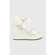 Sandale Calvin Klein Jeans WEDGE SANDAL BADGE za žene, boja: bijela, klin peta, YW0YW01028