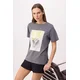 Trendyol Majica rumena/siva/temno siva/off-bela