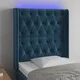 Vidaxl LED posteljno vzglavje temno modro 83x16x118/128 cm žamet