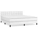 Vidaxl Box spring postelja z vzmetnico bela 180x200 cm umetno usnje
