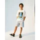 Sinsay - Pamučna oversize majica s printom Jaws - belo