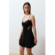 Trendyol Black Soft Feeling Lace Rope Strap Velvet Knitted Nightgown