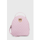 Kožni ruksak Pinko za žene, boja: ljubičasta, mali, s aplikacijom
