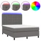 Vidaxl Box spring postelja z vzmetnico LED siva 140x200cm umetno usnje