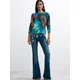 Desigual Pulover modra / cijansko modra / rjava / smaragd
