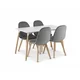 Jedilni set 1 + 4, bela miza ADRIA 120x80 cm + temno sivi žametni stol BORA