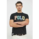 Pamučna majica Polo Ralph Lauren , boja: crna, s aplikacijom