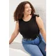Trendyol Curve Black Shoulder Gathered Bow Detail Boydcone Knitted Plus Size Blouse