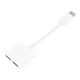 OEM AUX-adapter 2 v 1, tip C (moški) na tip C (ženski) / tip C (ženski), BOX, bel [DAC]