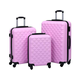 VIDAXL trdi potovalni kovčki 3 kosi ABS, roza