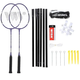 Wish Alumtec badminton racket set 4466 2 purple rackets + 3 shuttlecocks + net + lines