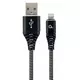 Gembird Premium cotton braided Type-C USB charging -data cable,2m, black/white CC-USB2B-AMCM-2M-BW