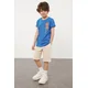 Trendyol Saks Boy Back Printed Short Sleeve T shirt Shorts Set Knitted Bottom-Top Set