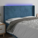 Vidaxl LED posteljno vzglavje temno modro 183x16x118/128 cm žamet