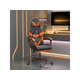 Den Gaming stol z oporo za noge črno in oranžno umetno usnje