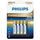 Philips baterije Premium Alkaline Blister AAA, 4 kosi (LR03)