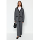 Trendyol Anthracite Color Block Gold Buttoned Cardigan-Pants Knitwear Two Piece Set