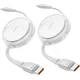 iOttie 100W zložljivi USB-C kabel, 2 pakiranja, bel