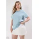 Trendyol Curve Blue Collar Detailed Knitted Plus Size T-Shirt