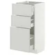 METOD / MAXIMERA Podni element s 3 fioke, bela/Aspudden svetlosiva, 40x37 cm