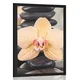 Plakat rumena orhideja in Zen kamni - 20x30 black