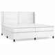 Vidaxl Box spring postelja z vzmetnico bela 200x200 cm umetno usnje