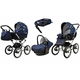 Babylux Margaret Exclusive Navy Blue Star | 4v1 Kombinirani Voziček kompleti | Otroški voziček + Carrycot + Avtosedežem + ISOFIX