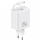 USAMS 20W USAMS GaN Power Delivery stenski polnilnik USB-C bele barve