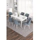 Hanah Home Set Trpezarijski sto i 6 stolica Eva, Sivo-beli