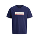 JACK & JONES Majica JORINWOOD kremna/indigo/temno rdeča