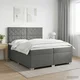 vidaXL Postelja boxspring z vzmetnico Temno siva 200 x 200 cm Blago
