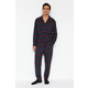 Trendyol Navy Blue Regular Fit Plaid Knitted Pajamas Set