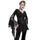 Gothic in punk majica moška - Gothic Flared Sleeved Lace Splice Beaded - DEVIL FASHION - ETT027