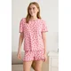 Trendyol Pink Floral Ruffle Camisole Knitted Pajama Set