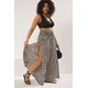 Trendyol Curve Black Multicolored Waist Gipel Wide Leg Beach Wear Plus Size Trousers