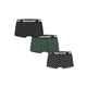 Mens Boxer Shorts 3-Pack Dark Green/Black/Branded AOP