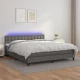 Krevet box spring s madracem LED sivi 180x200cm od umjetne kože