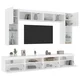 Greatstore Komplet TV omaric z LED lučkami 8-delni bel