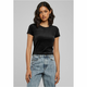 Womens short velvet T-shirt in black color