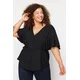 Trendyol Curve Black Knitted V-Neck Tiered Blouse