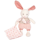 Doudou Plush Ecru zajček z roza odejico iz bio bombaža 22 cm